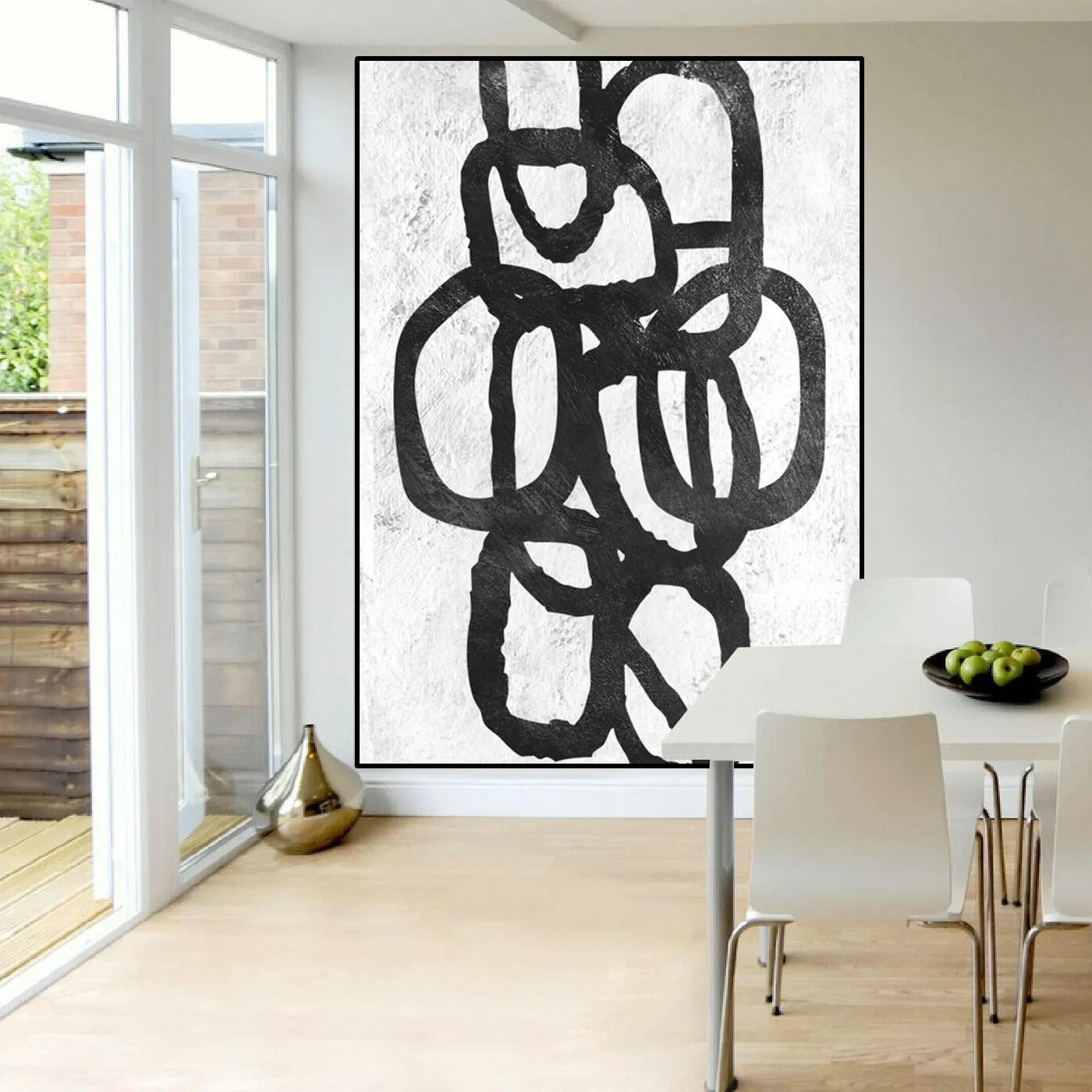 Black and White Abstract Painting Original Painting on Cnvas Fp024