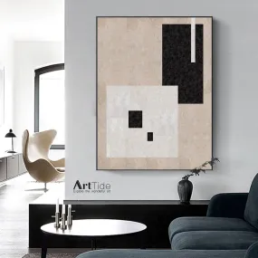 Black and White Minimalist Painting Beige Canvas Art Ap005