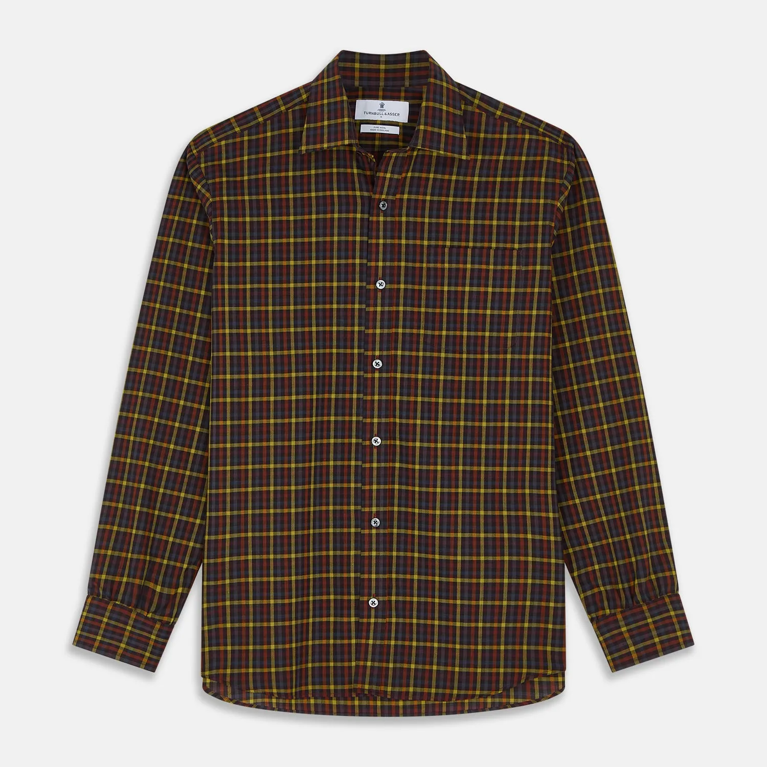 Blue, Yellow and Red Multi Check Wool Weekend Fit Finch Shirt