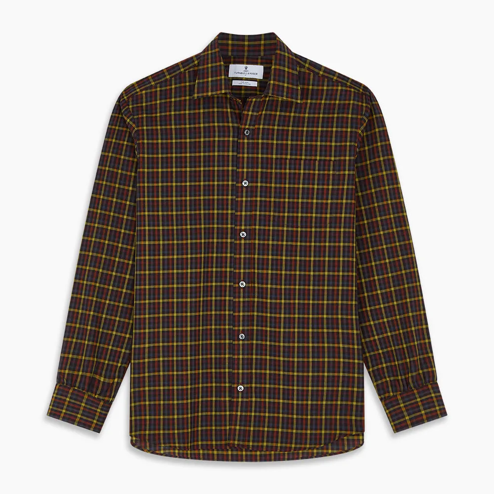 Blue, Yellow and Red Multi Check Wool Weekend Fit Finch Shirt