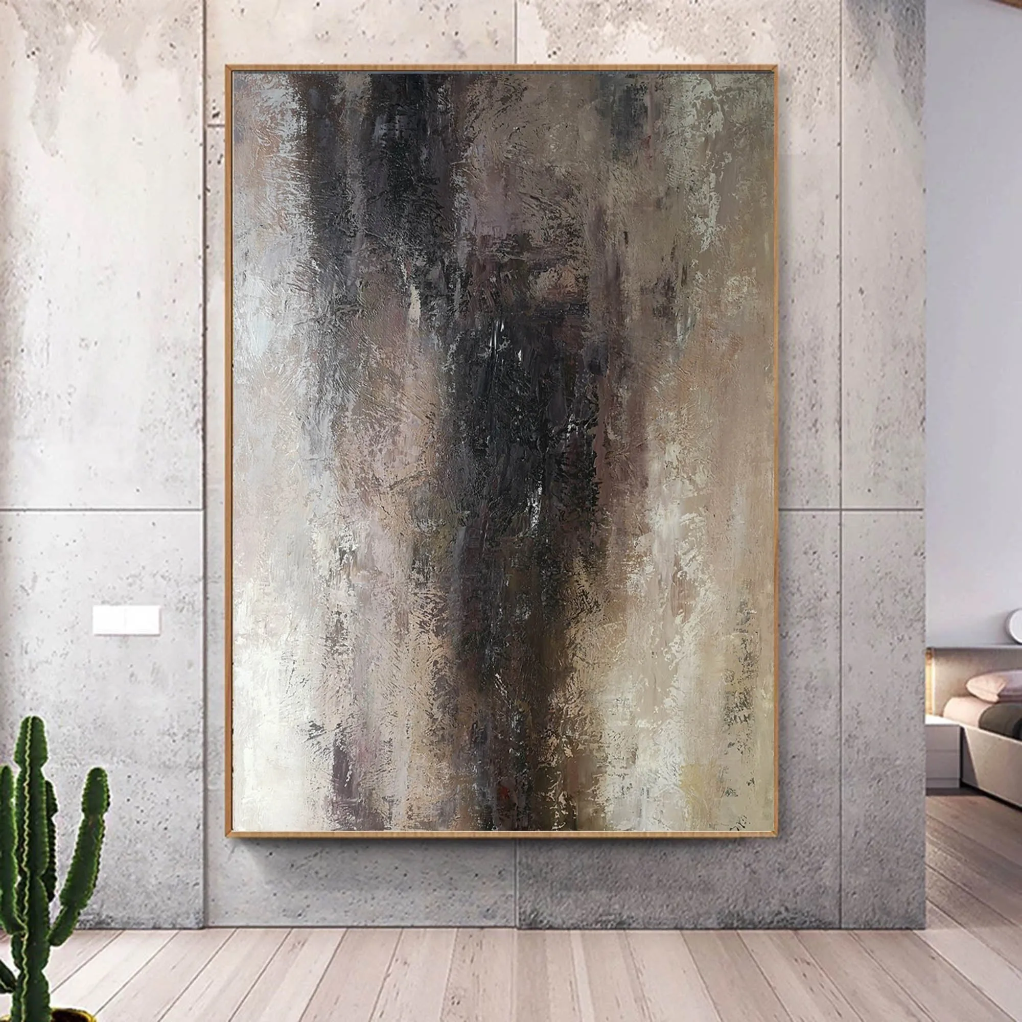 Brown Abstract Painting Living Room Painting Oversized Wall Art Yp001