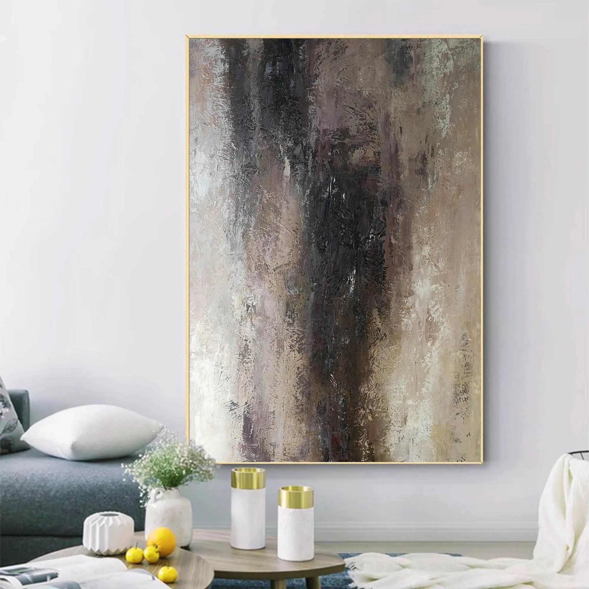 Brown Abstract Painting Living Room Painting Oversized Wall Art Yp001