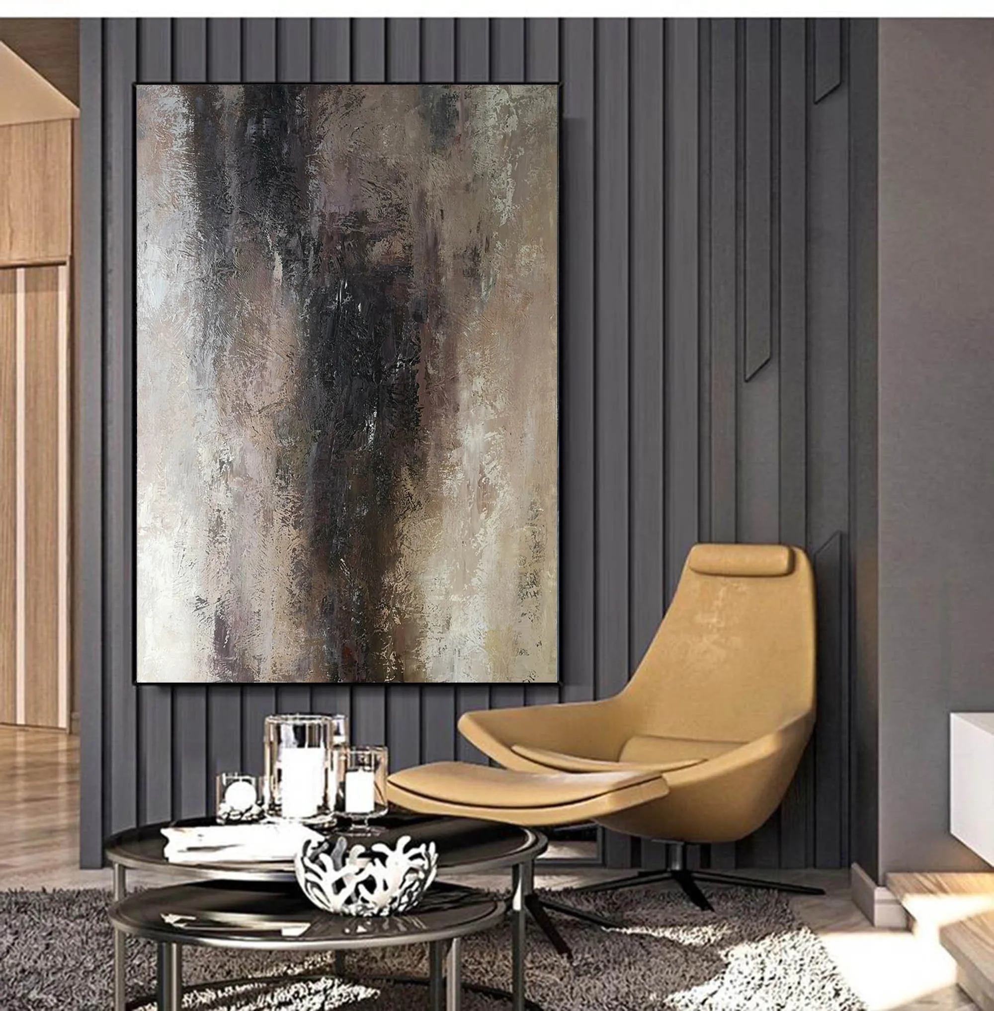 Brown Abstract Painting Living Room Painting Oversized Wall Art Yp001