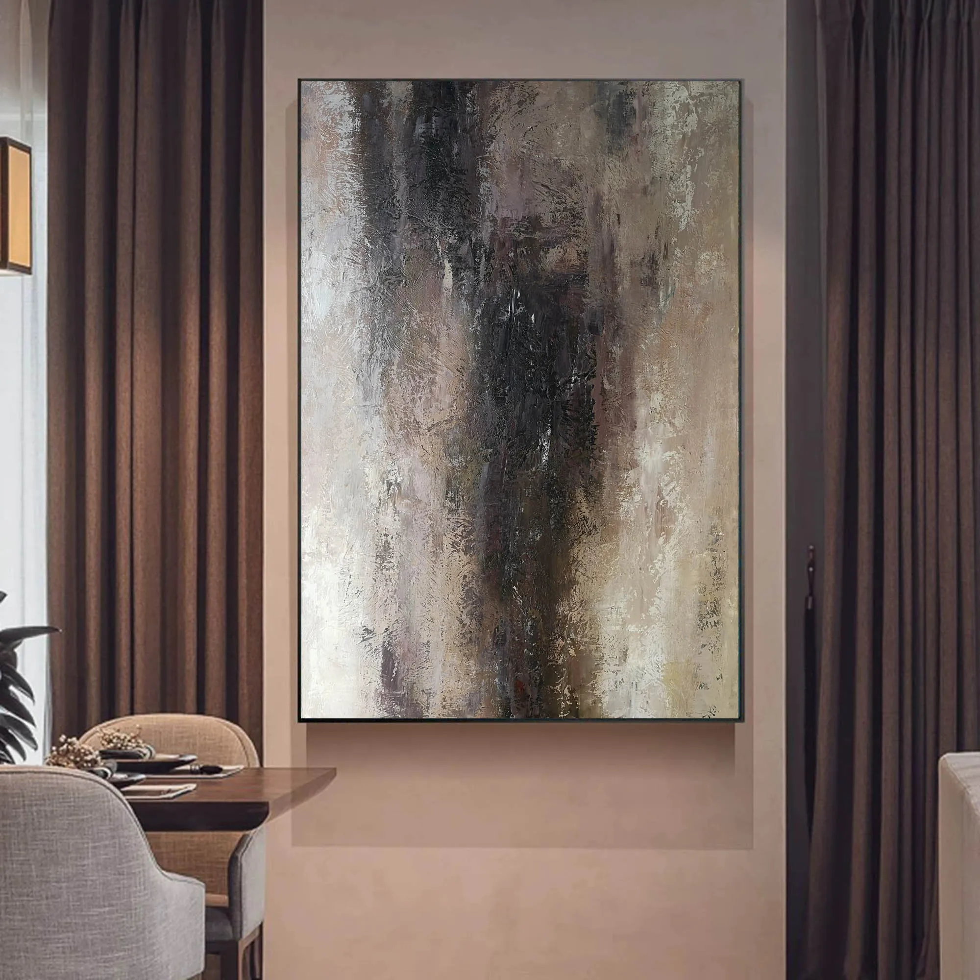 Brown Abstract Painting Living Room Painting Oversized Wall Art Yp001