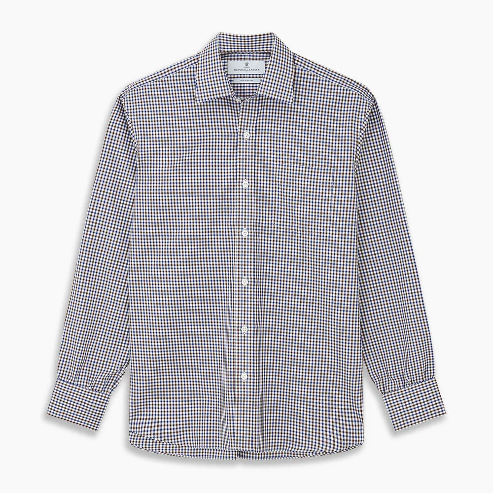 Brown and Blue Cotton Multi Check Weekend Fit Finch Shirt