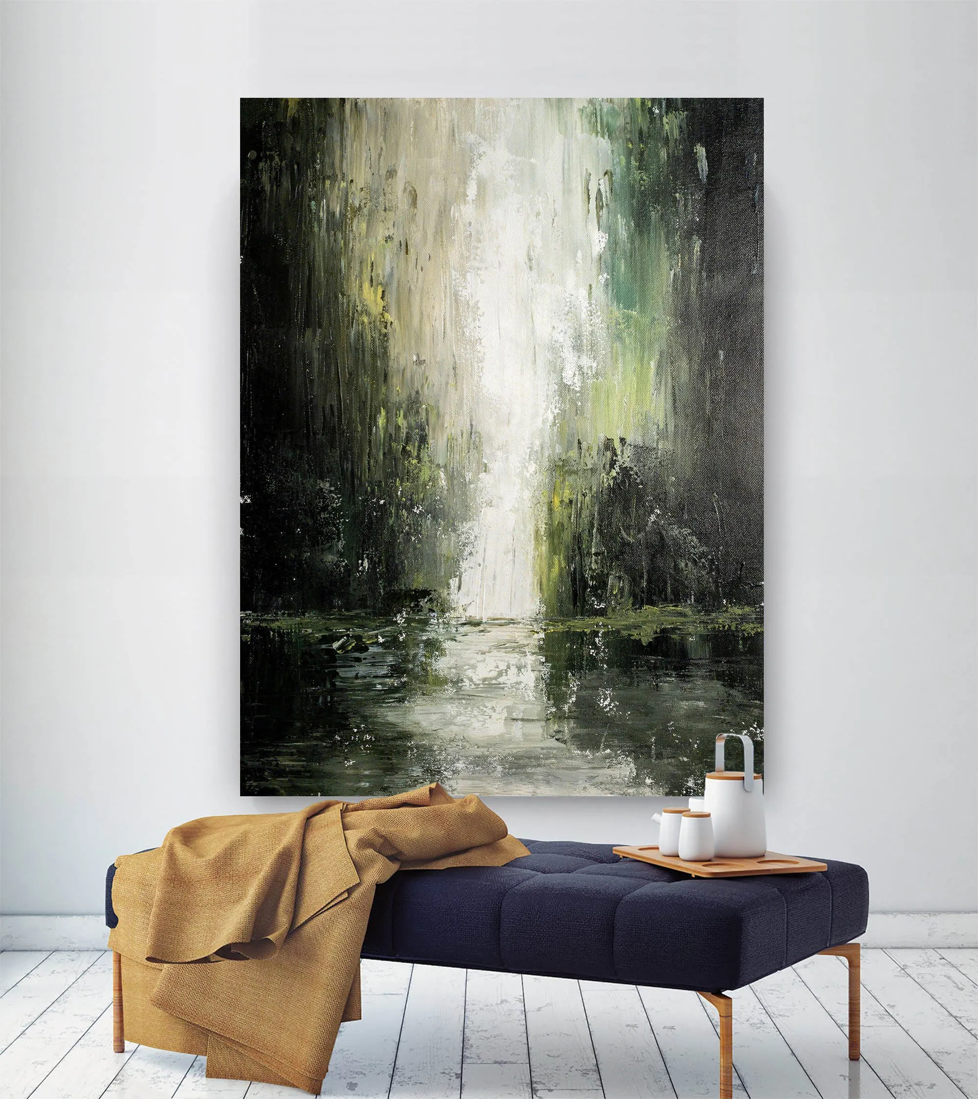 Brown Green Landscape Abstract Painting Modern Painting for Home Qp038