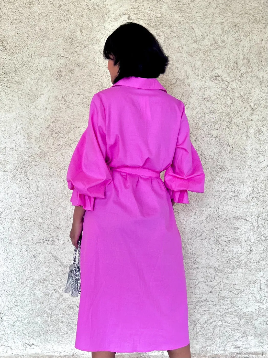 BUBBLEGUM PINK POPLIN SHIRT DRESS