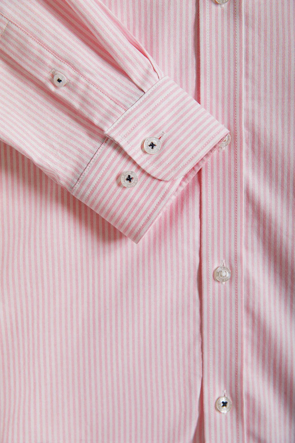 Camisa Oxford de rayas rosa con logo Rigby Go