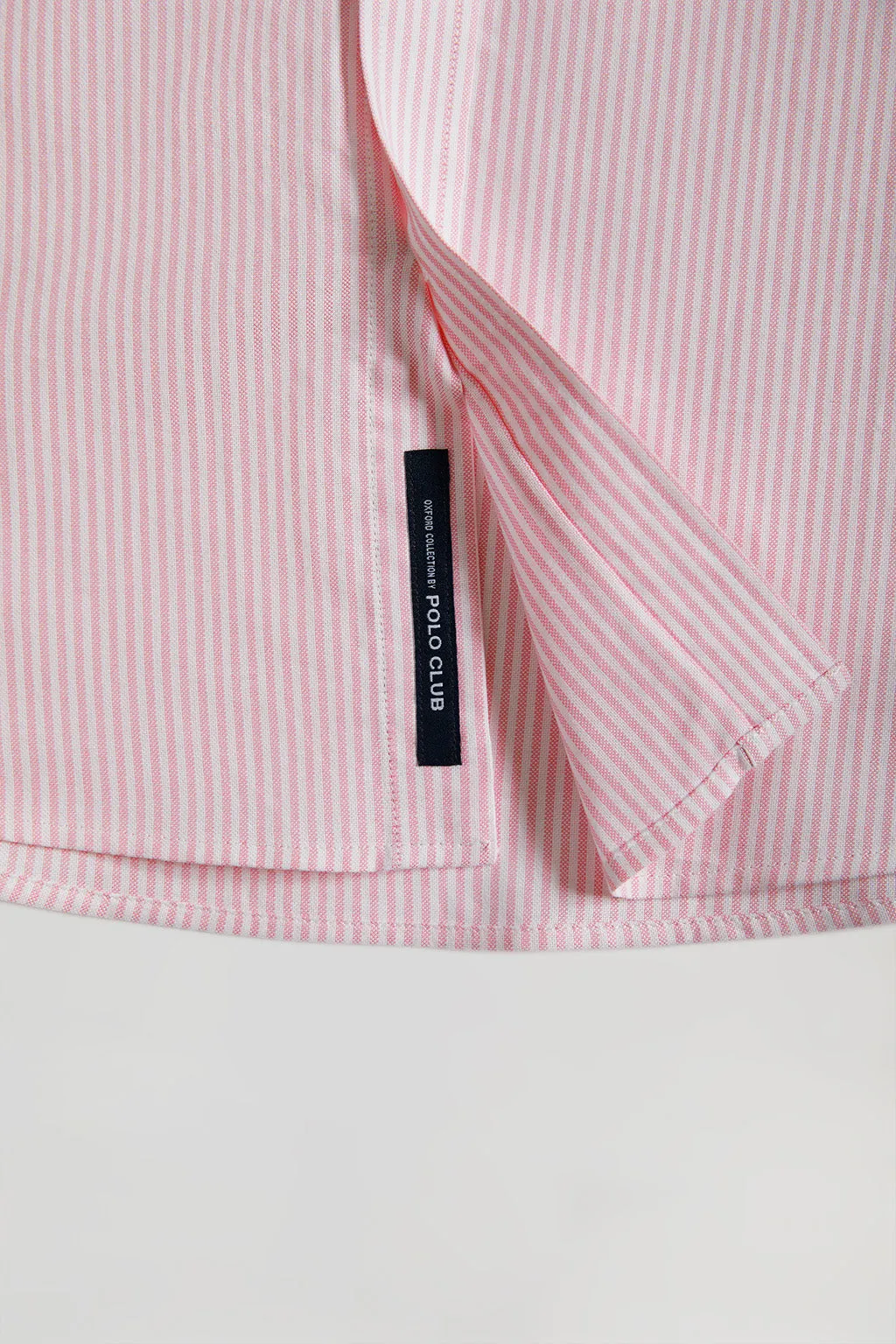 Camisa Oxford de rayas rosa con logo Rigby Go