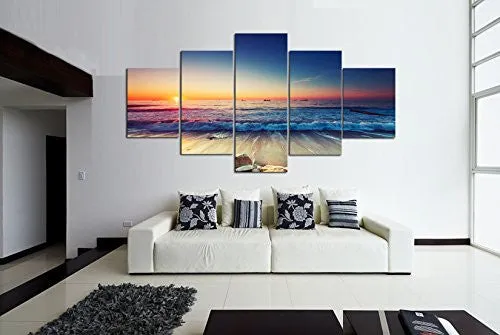 CAO GEN DECOR ART-AS40139 5 PANELS FRAMED WALL ART WAVES PAINTING ON CANVAS