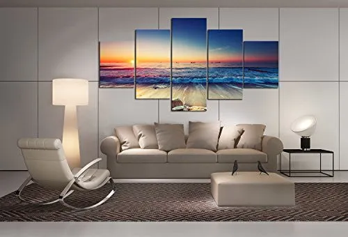 CAO GEN DECOR ART-AS40139 5 PANELS FRAMED WALL ART WAVES PAINTING ON CANVAS