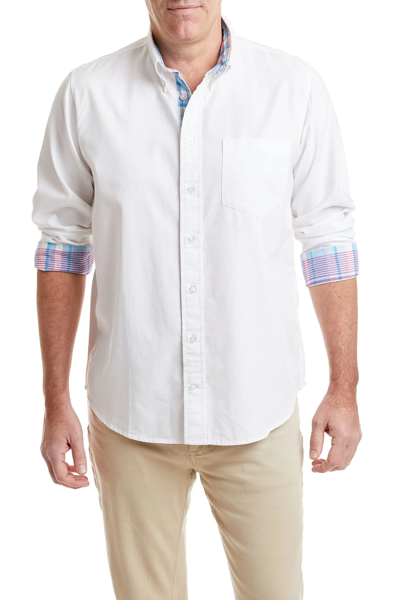 Chase Shirt White Oxford with Bimini Madras Trim