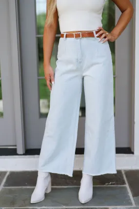 Claire Belted Pants- Icy Denim