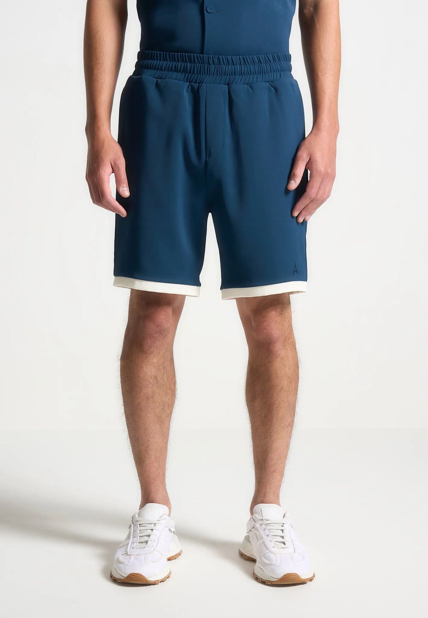 Colour Block Shorts - Navy/Cream