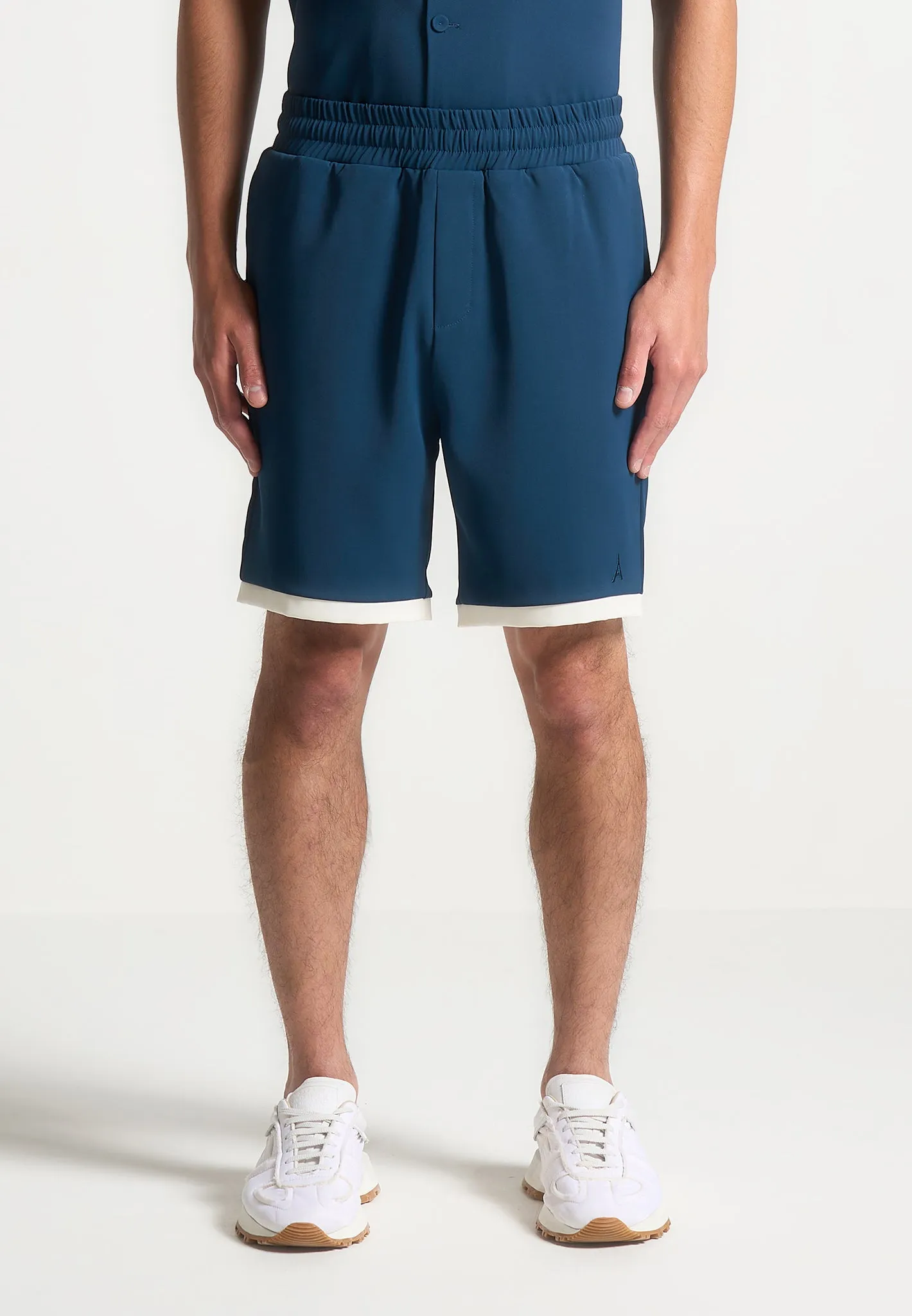 Colour Block Shorts - Navy/Cream