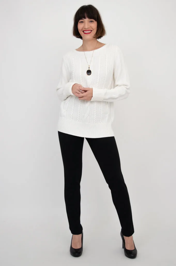 Cora Sweater, White, Cotton