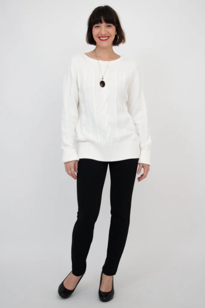 Cora Sweater, White, Cotton