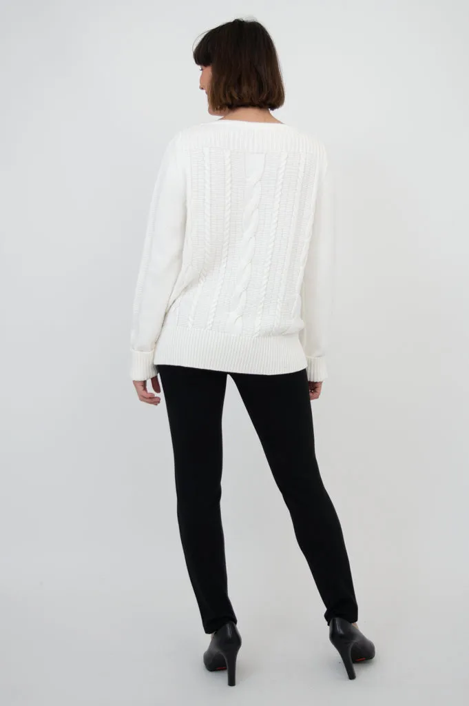 Cora Sweater, White, Cotton