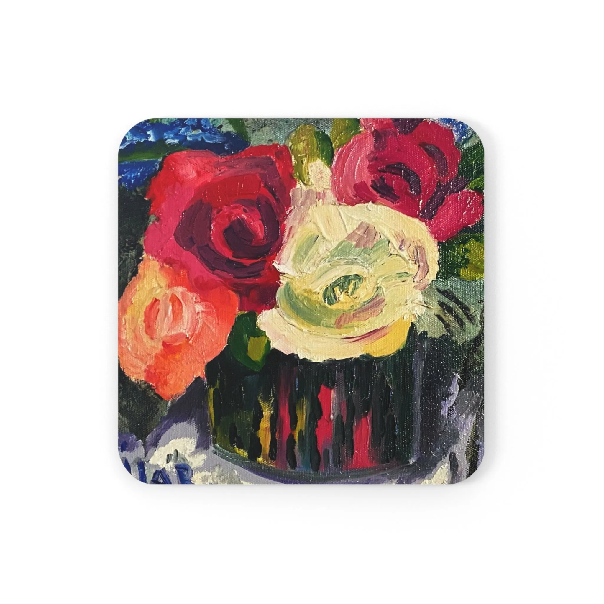 Corkwood Coaster Set - Tea Roses