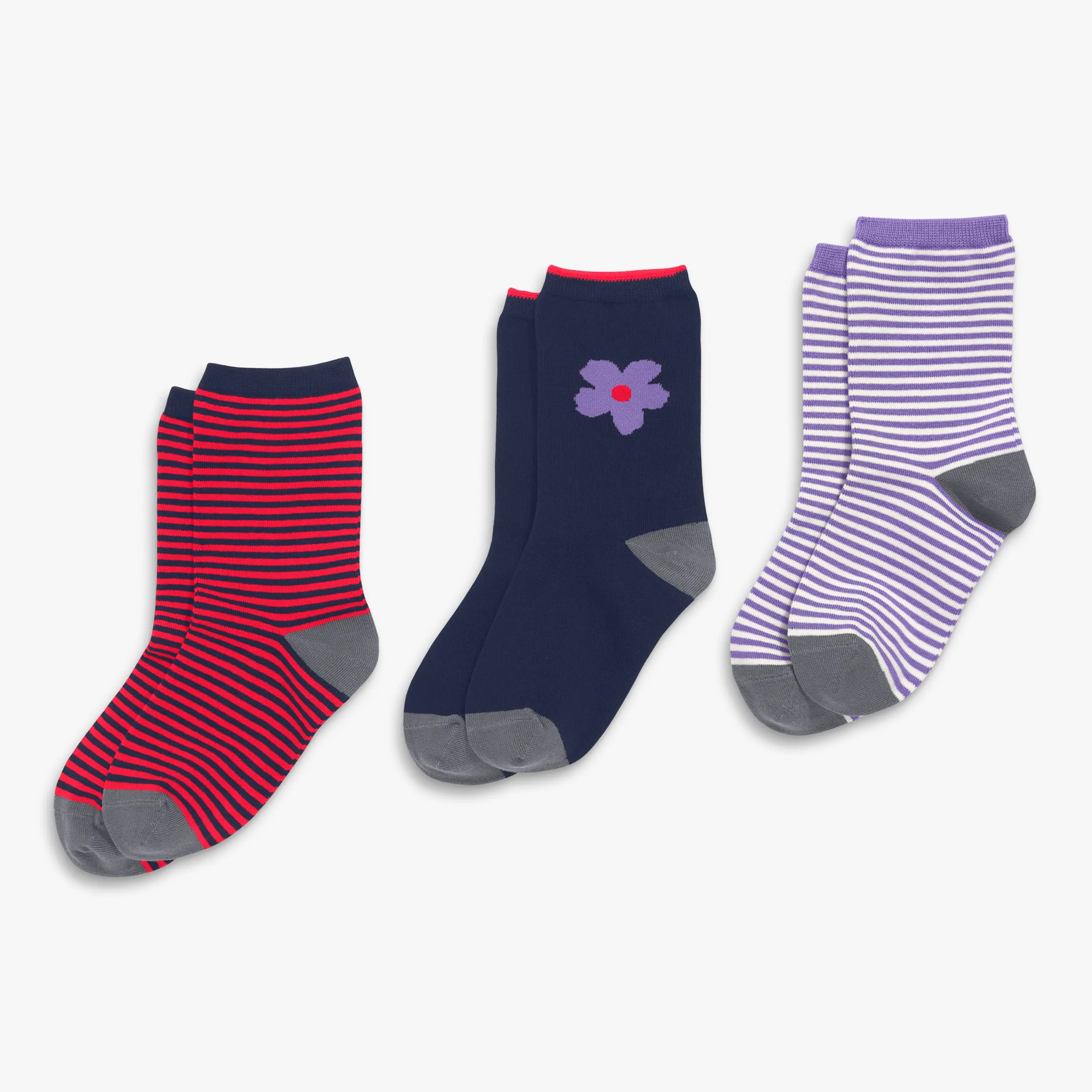 Crew sock 3-pack in violet mix