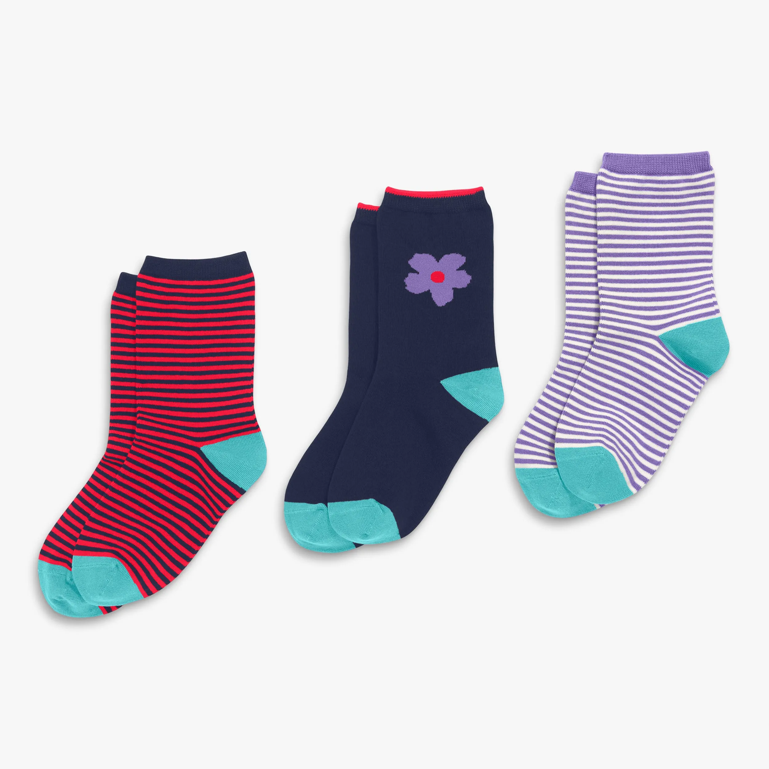 Crew sock 3-pack in violet mix