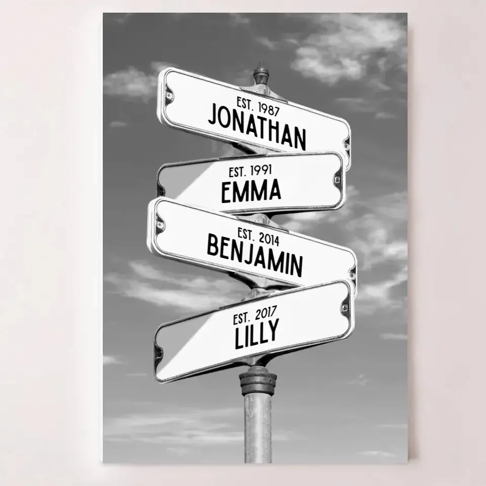 Customized Family Street Sign Canvas