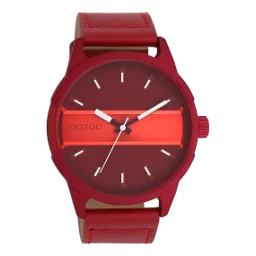 Dahlia/fiery red OOZOO watch with dahlia red leather strap - C11231