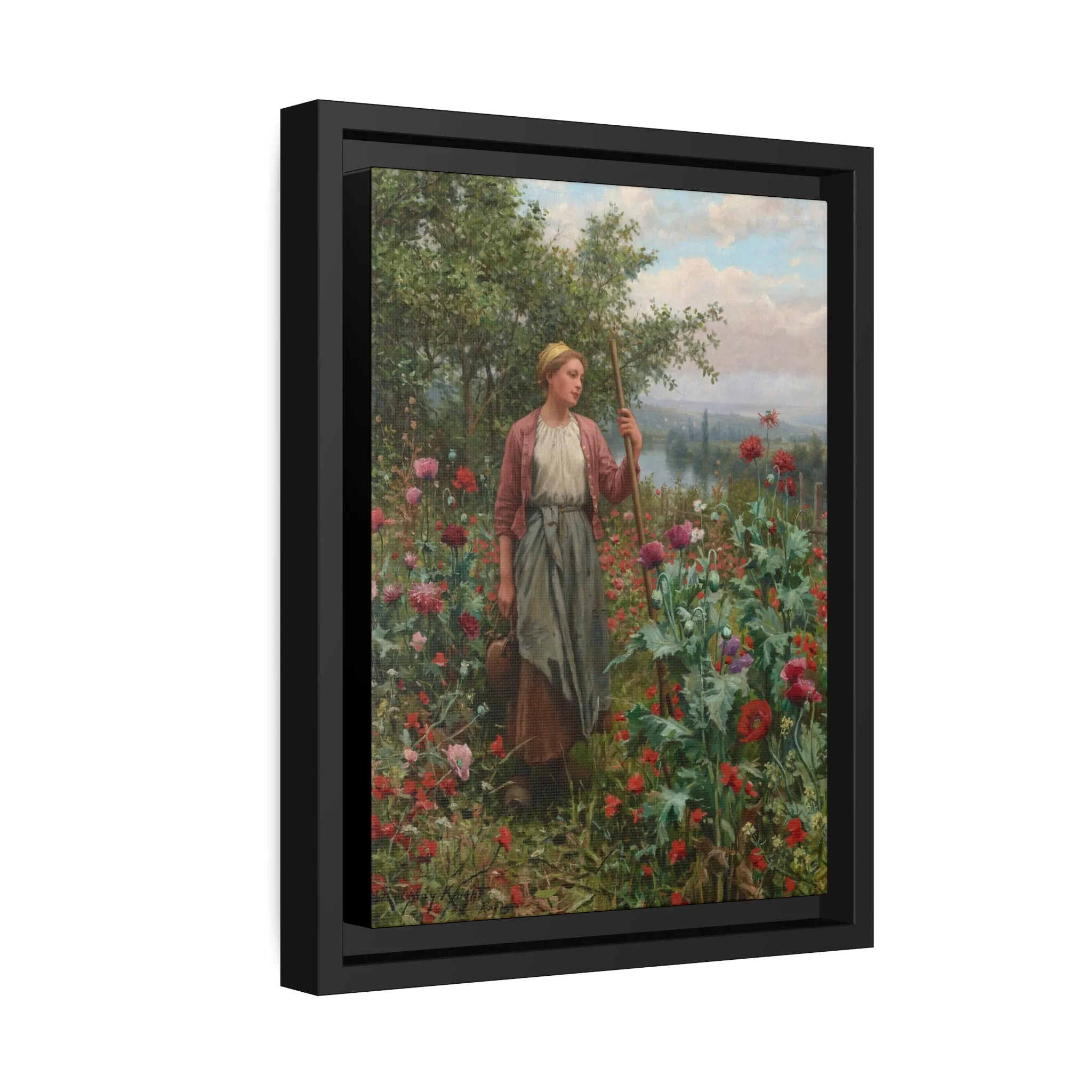 Daniel Ridgway Knight: "Maria Among the Poppies" - Framed Canvas Reproduction