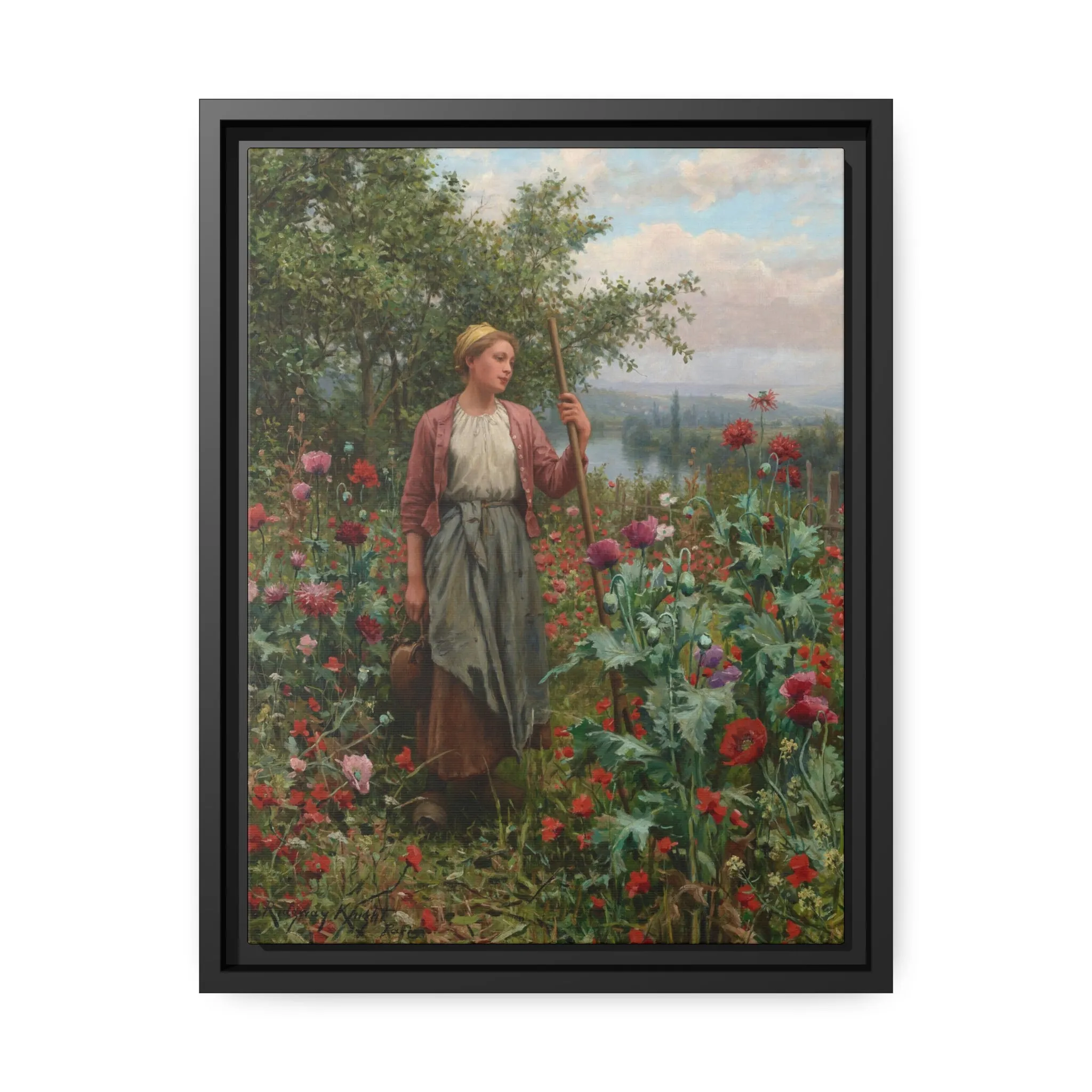 Daniel Ridgway Knight: "Maria Among the Poppies" - Framed Canvas Reproduction