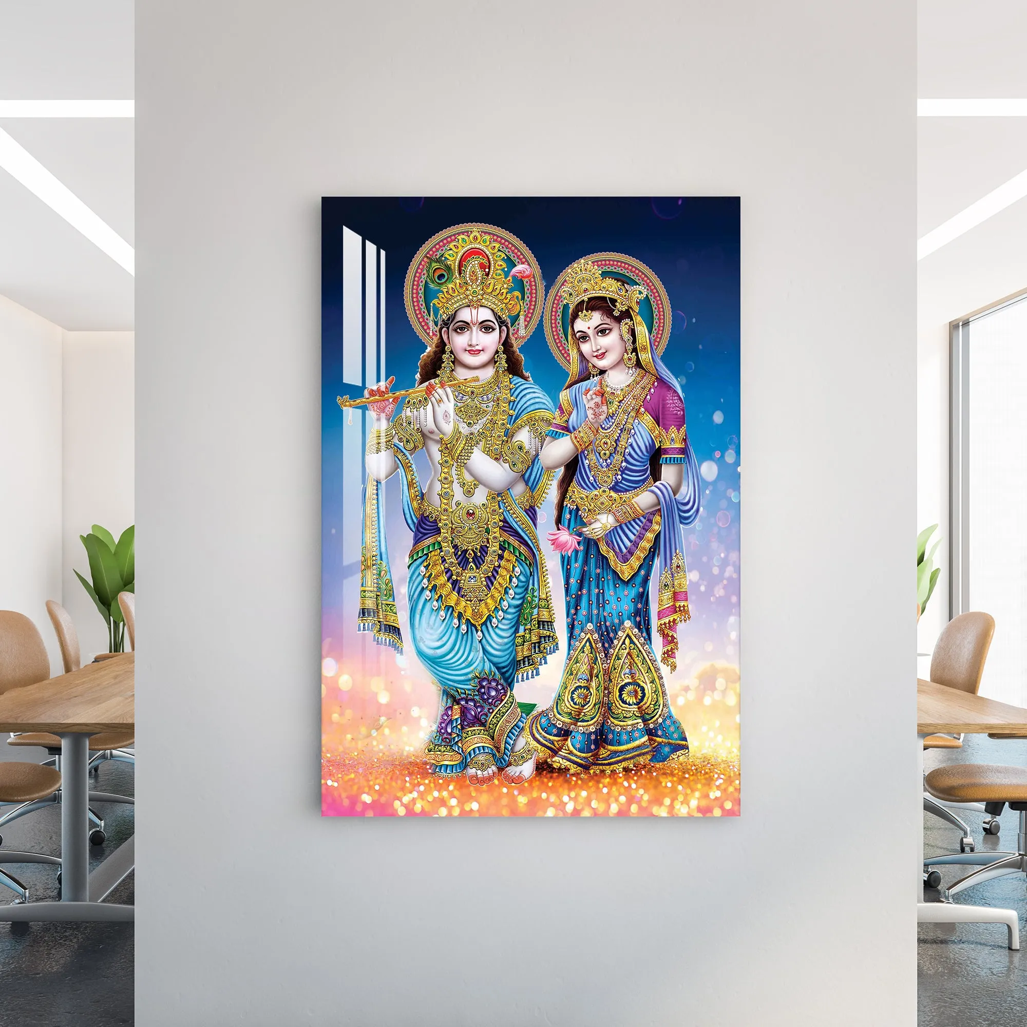 Decorated Krishna & Radha Acrylic Wall Art