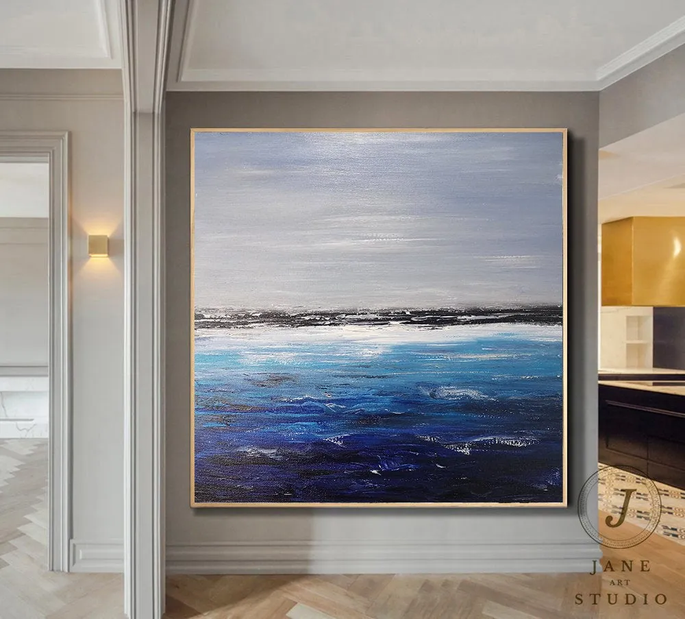 Deep Blue Ocean Landscape Painting Sofa Wall Sea Art Oil Painting Qp088