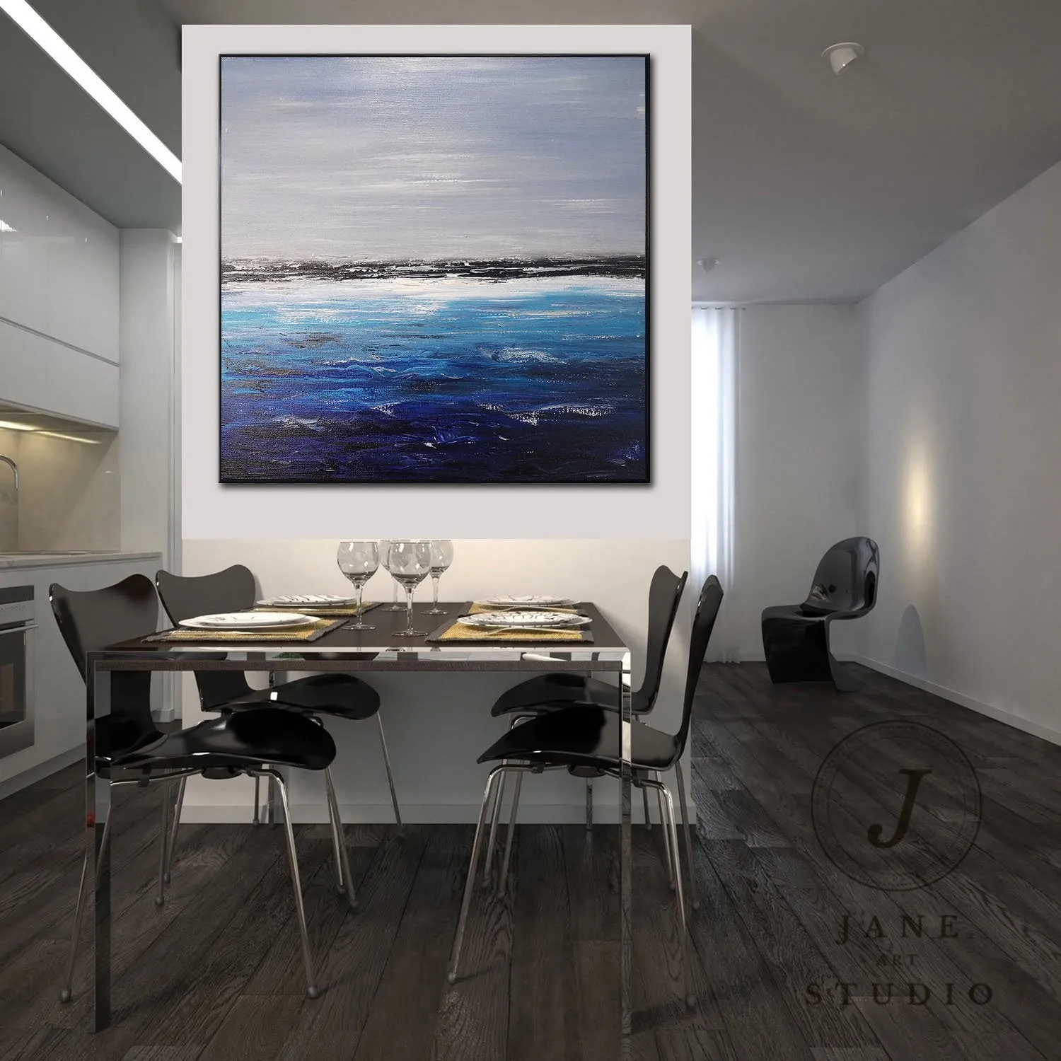 Deep Blue Ocean Landscape Painting Sofa Wall Sea Art Oil Painting Qp088