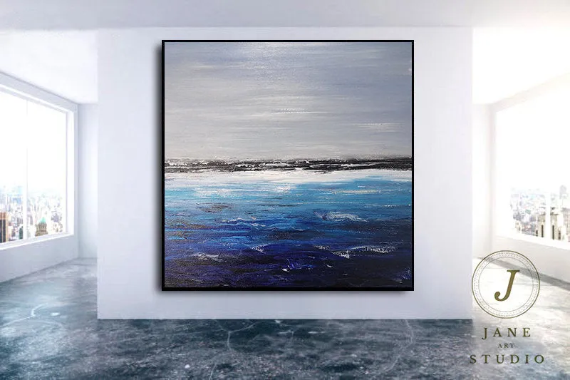 Deep Blue Ocean Landscape Painting Sofa Wall Sea Art Oil Painting Qp088