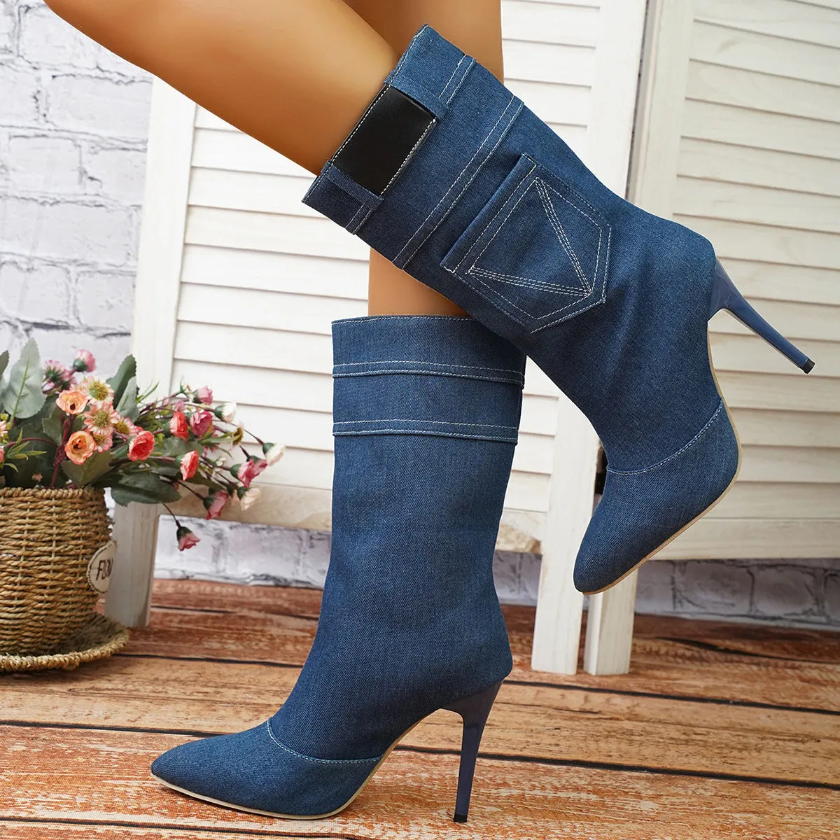 Denim Pointed Toe Stiletto