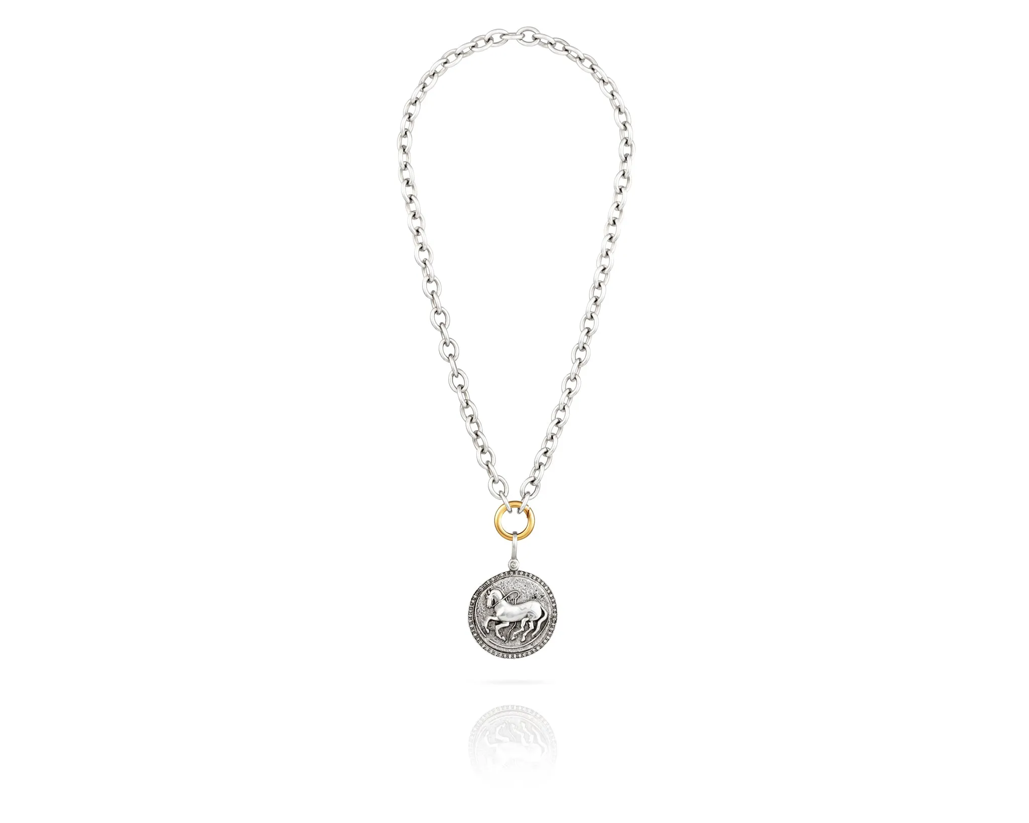 Diamond Trojan Coin Chain Necklace