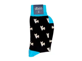 Dog Pattern Socks Black