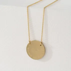 Engravable Brushed Disc Necklace - 15 mm, Joanna