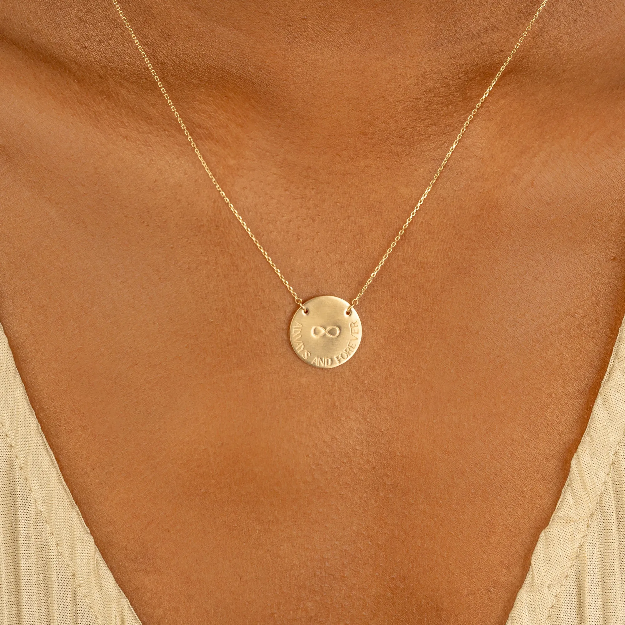 Engravable Brushed Disc Necklace - 15 mm, Joanna