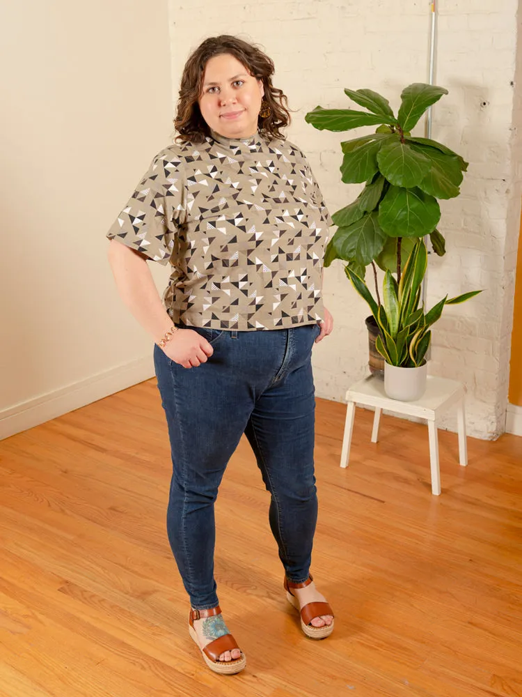 Eve Plus Size Top - Monochrome Quilt