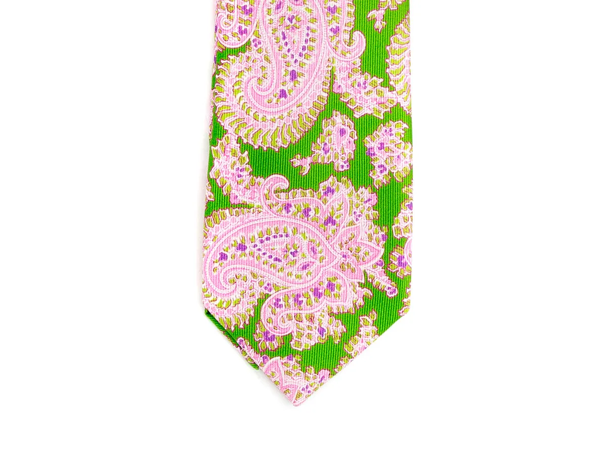 Five Fold Silk Tie Indian Paisley Green