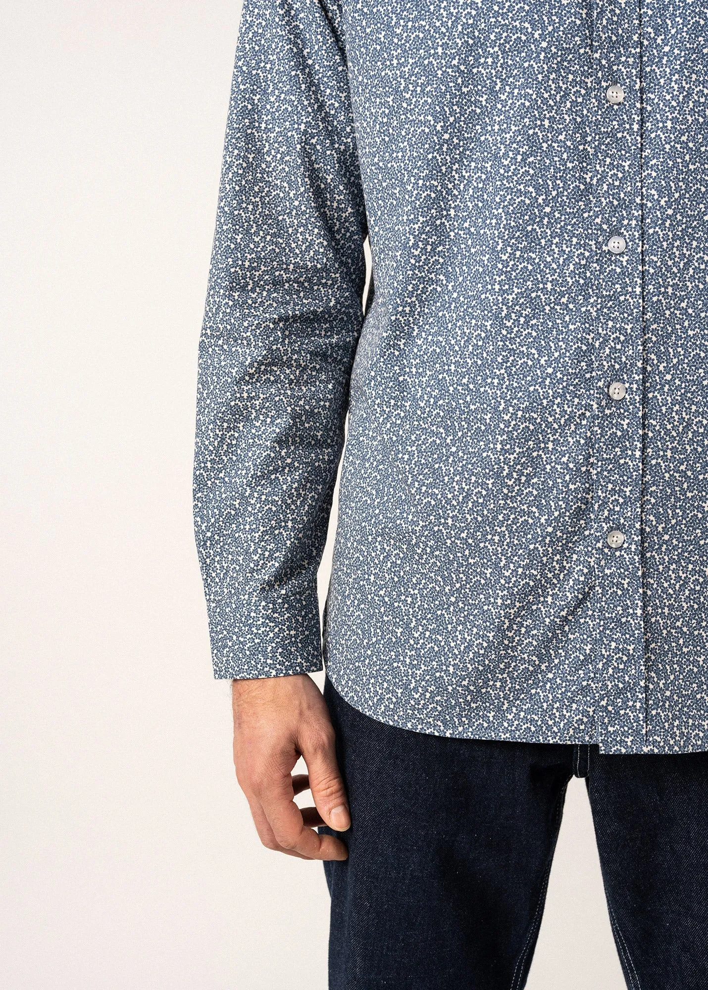 Flavien Floral Patterned Shirt - in cotton poplin (COOPER JEAN/ECUME)