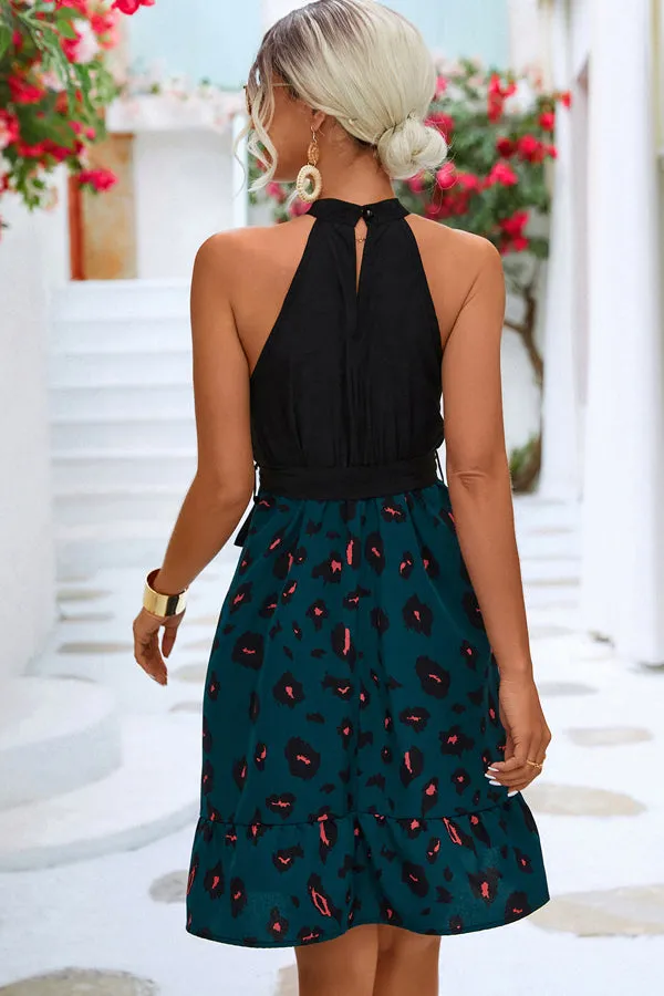 Floral Print Frill Trendy Sleeveless Casual Dress