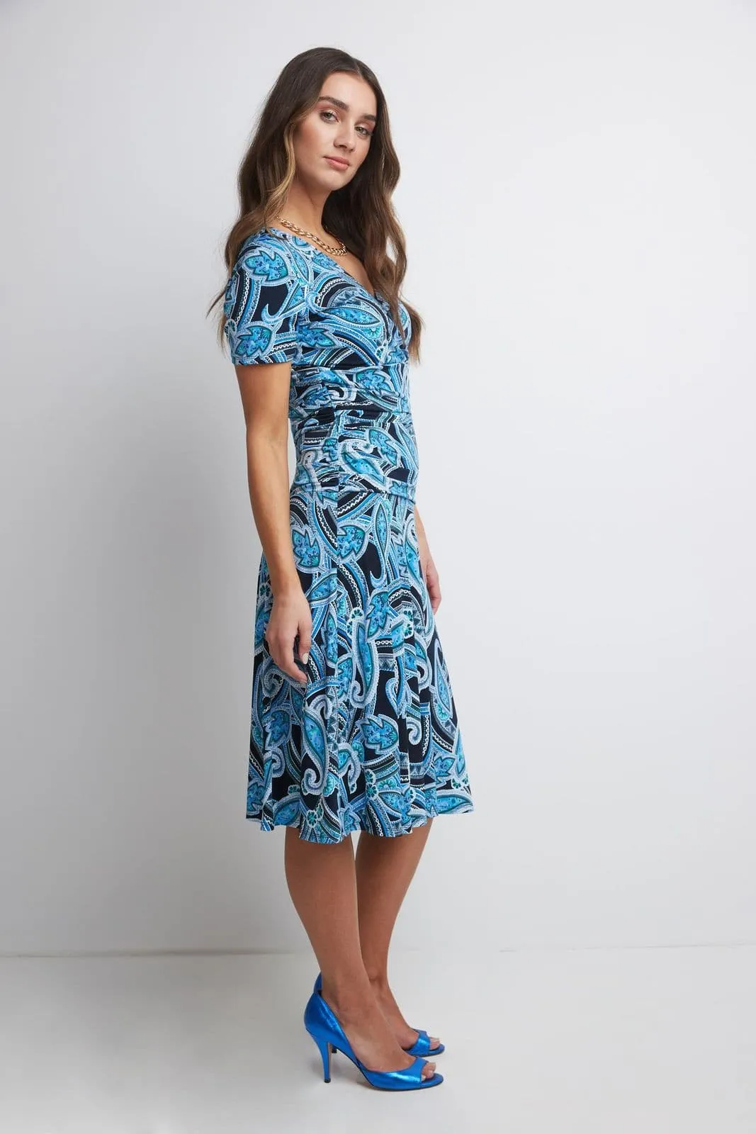 Form-fitting Short Sleeve Dress with Ruching