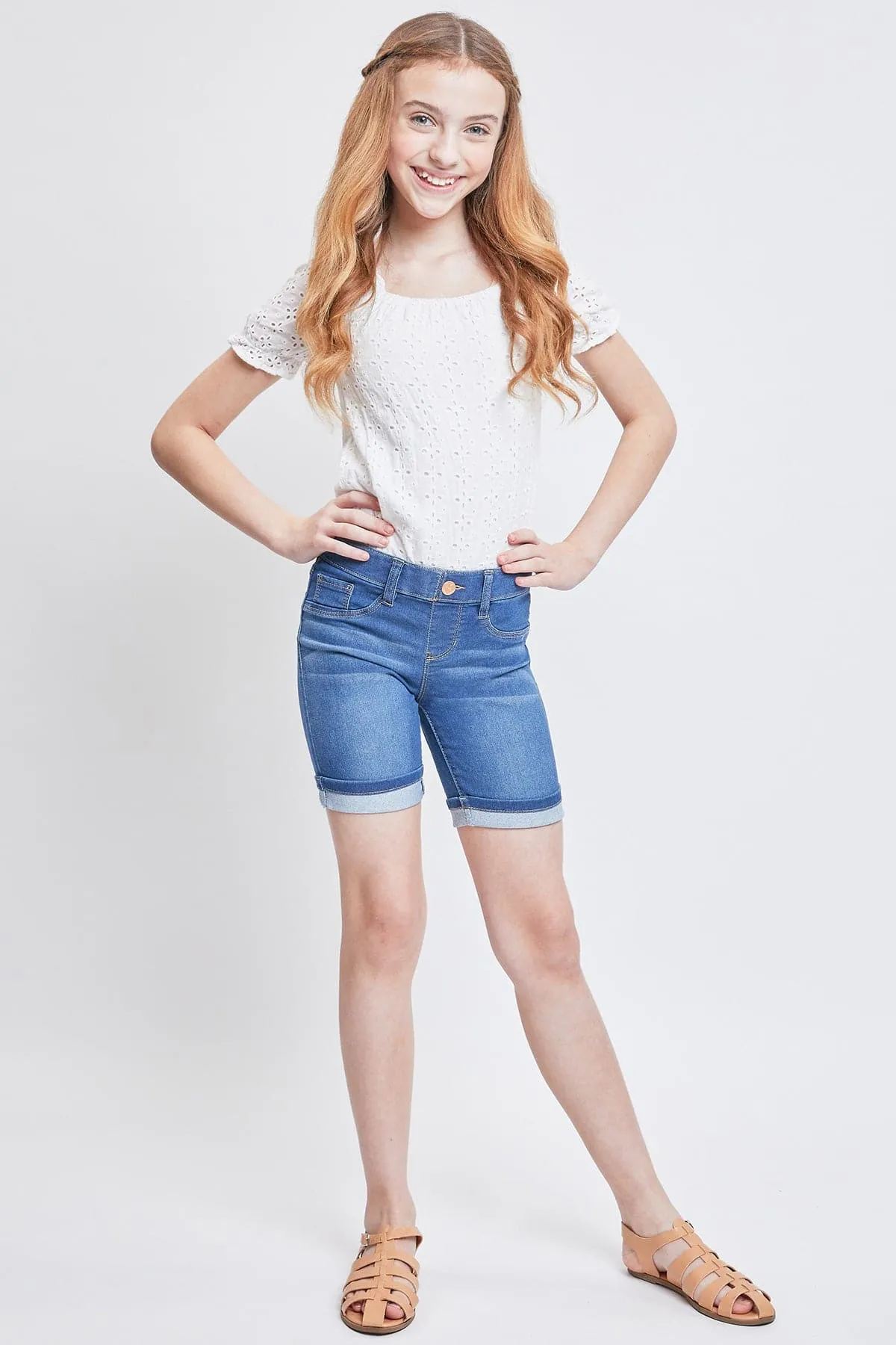 Girls Essential Cuffed Pull On Bermuda Shorts