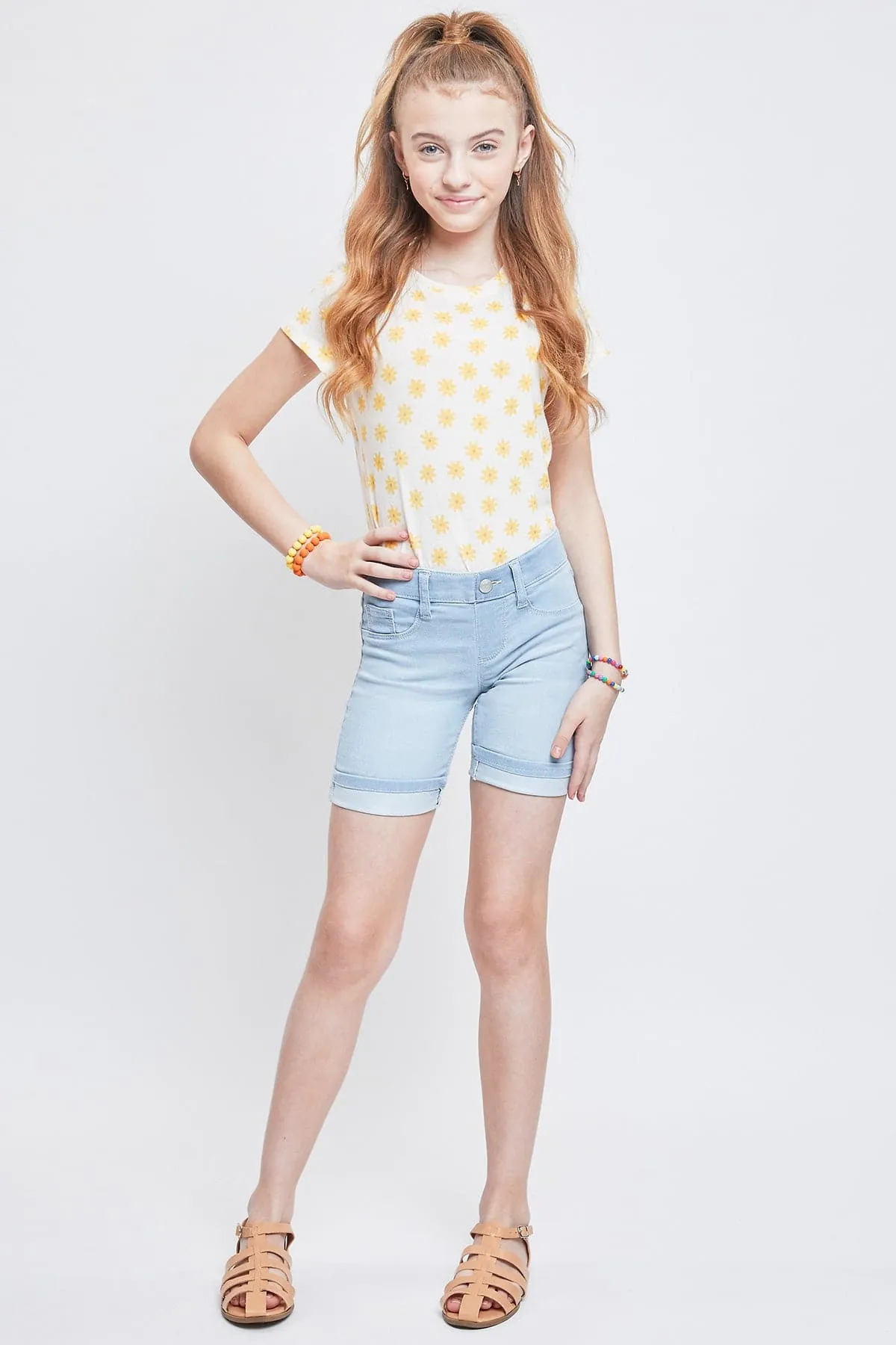 Girls Essential Cuffed Pull On Bermuda Shorts