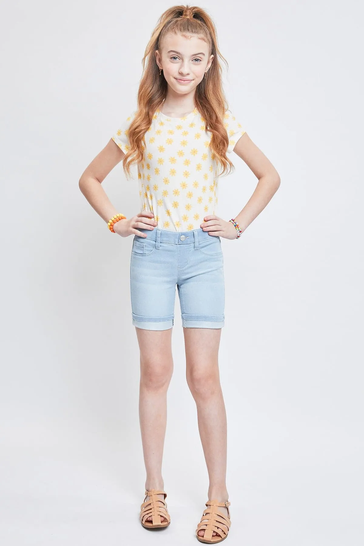 Girls Essential Cuffed Pull On Bermuda Shorts