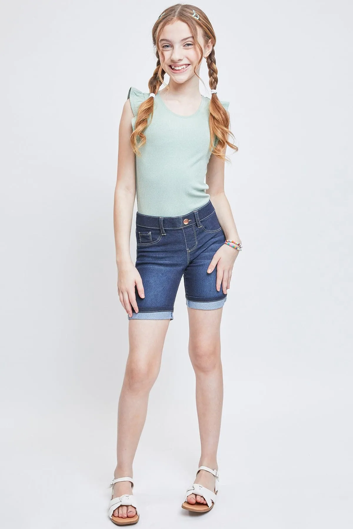 Girls Essential Cuffed Pull On Bermuda Shorts