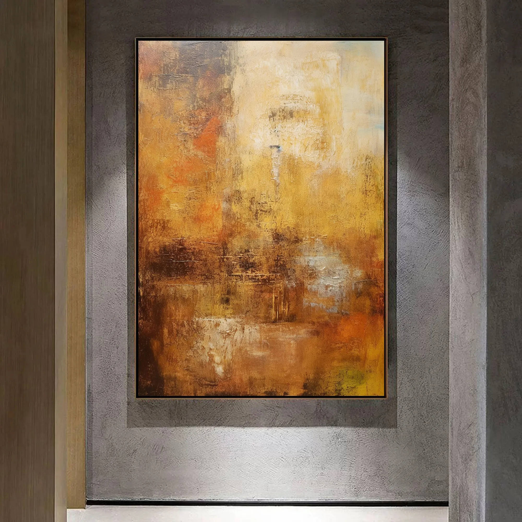 Gold Abstract Painting Textured Canvas Wall Art Painting Minimalist Art For Living Room Bedroom Office