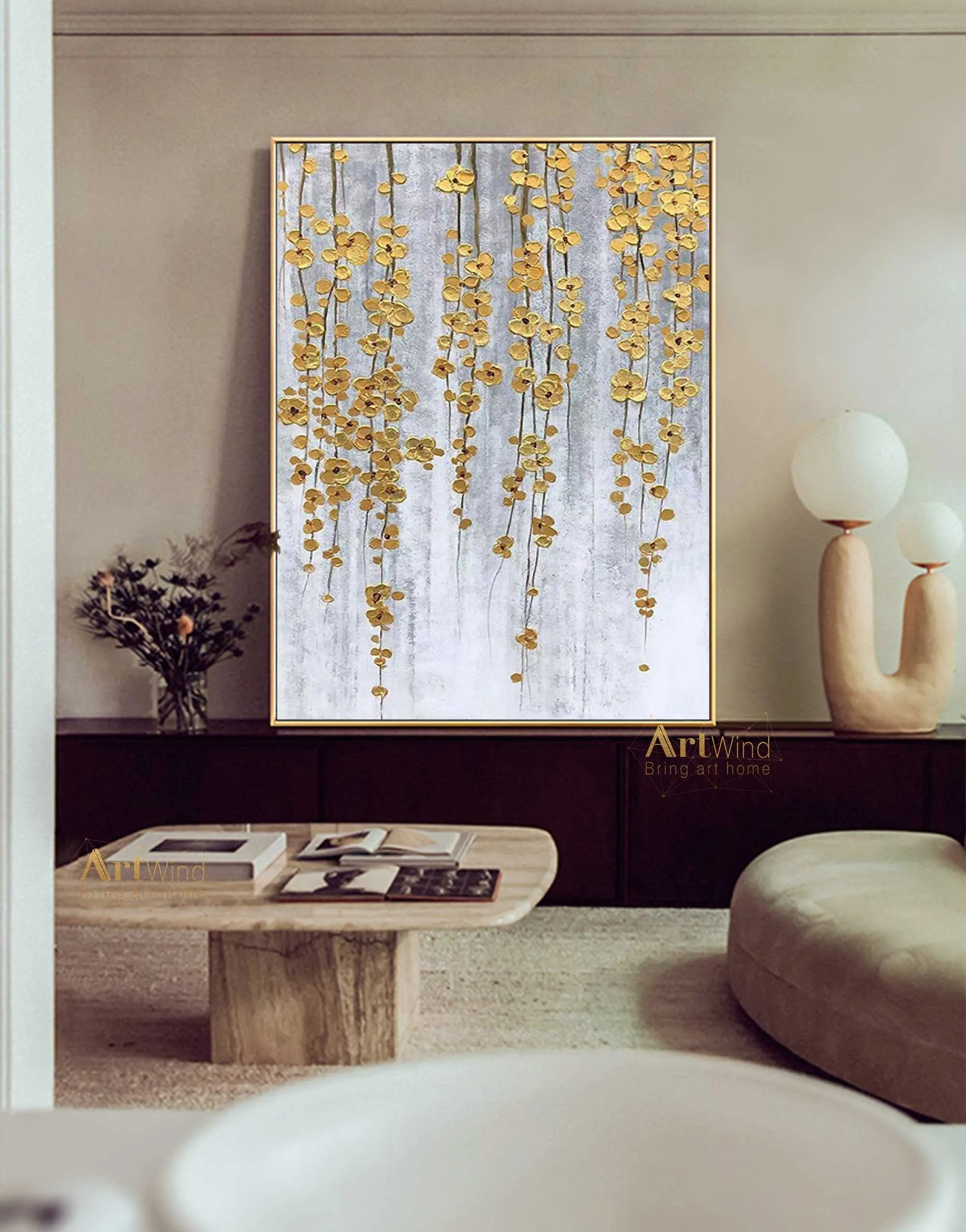 Gold Leaf Art Landscape Painting Contemporary Art Large Artworks Dp060