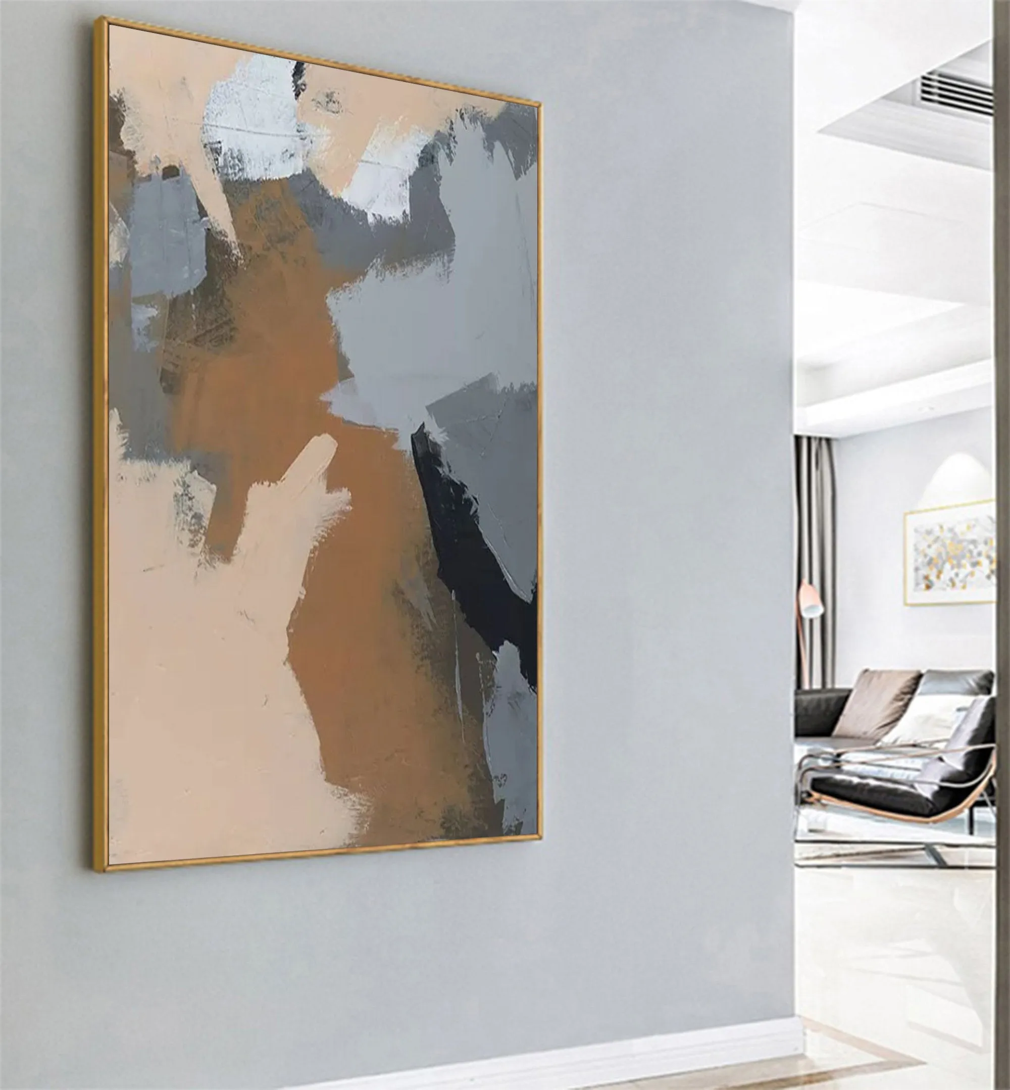 Gray Painting Beige Painting Brown Painting Abstract Art Yp006